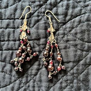 Handmade earrings with natural red stones